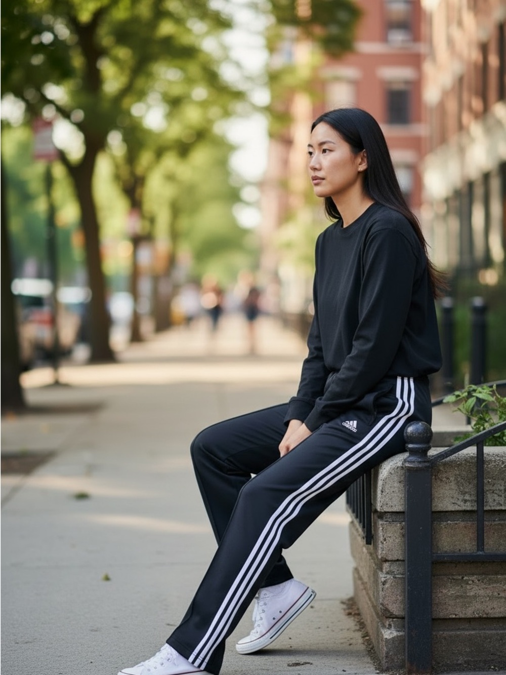 Adidas Black 3 Stripe Track Pants Size Small Zip Ankle Athletic Joggers